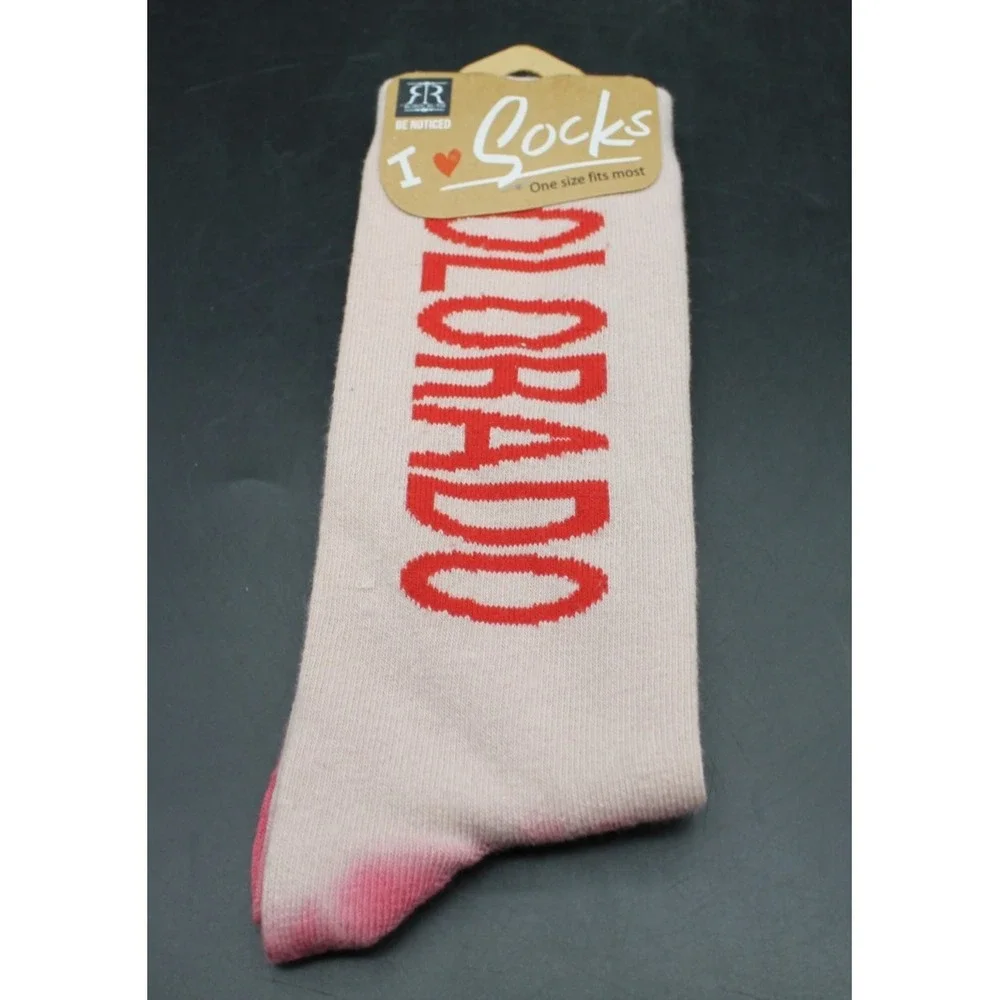 Robin Ruth Colorado Crew Socks I ❤️ Socks Red Pink White Ombre One Size NWT